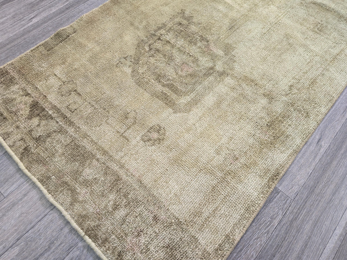 Vintage Turkish Oushak Runner Rug, 2.6' x 6.7', Neutral Tones