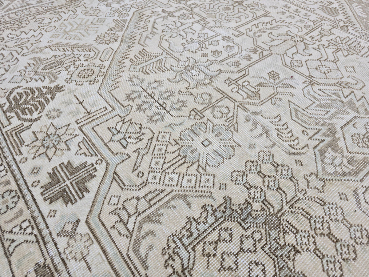 9x12 Vintage Wool Oushak rug - Neutral Oversize Vintage Carpet - Handmade Natural rug - Boho Decor rug - Rug for Livingroom and Bedroom