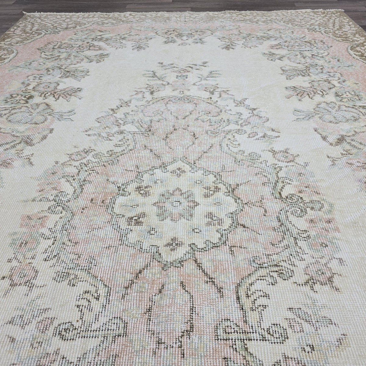 6x9 Vintage Pink Oushak Rug, Wool Anatolian Carpet