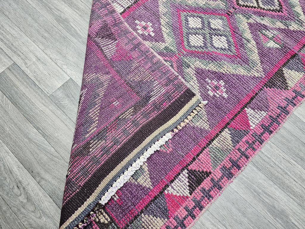 2.70x13.50 feet Vintage Turkish Herki Runner Rug, Hand-Knotted Wool Rug