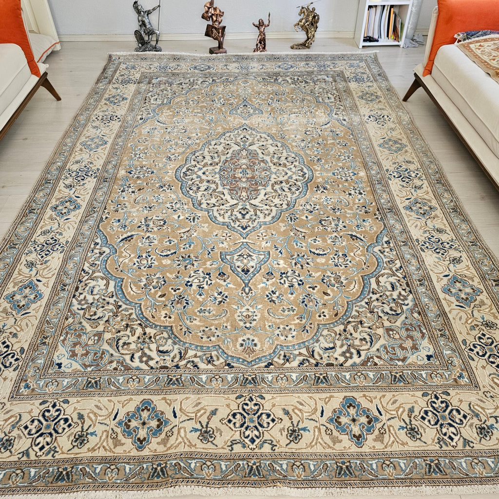 Vintage Turkish Oushak Rug 6x10: Hand-Knotted Wool Medallion Carpet