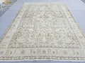 Oushak Rug 8x11, Antique Turkish Carpet, Ivory Brown Wool Rug, Hand Knotted Floral Area Rug, Neutral Dining Room Rug, Boho Decor Rug,