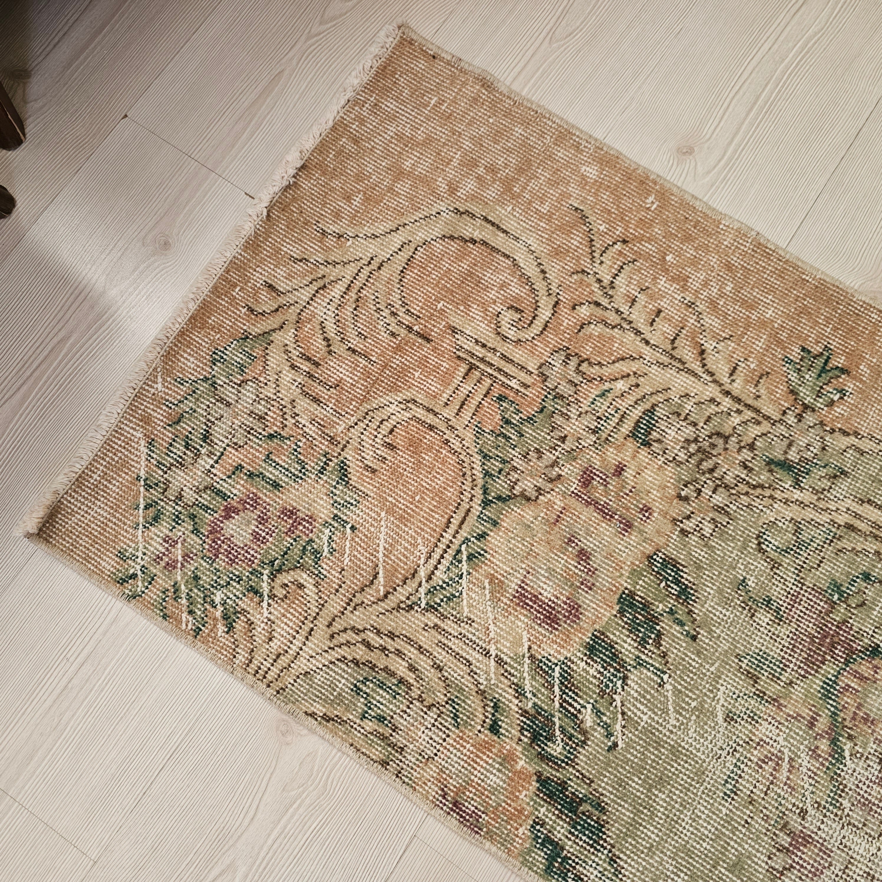 Vintage Turkish Runner Rug: Distressed Wool Aisle Rug (1'9" x 8'6")