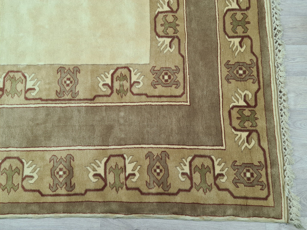 Handmade Oushak Rug 6x9: Modern  Area Carpet  Milas Design, Soft Neutral Colors