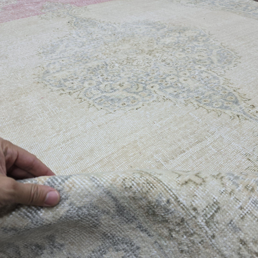 Antique Oushak Rug 7x10 Turkish Rug Handmade Wool Carpet Neutral Muted Area Rug For Living Room Bedroom Boho Home Decor
