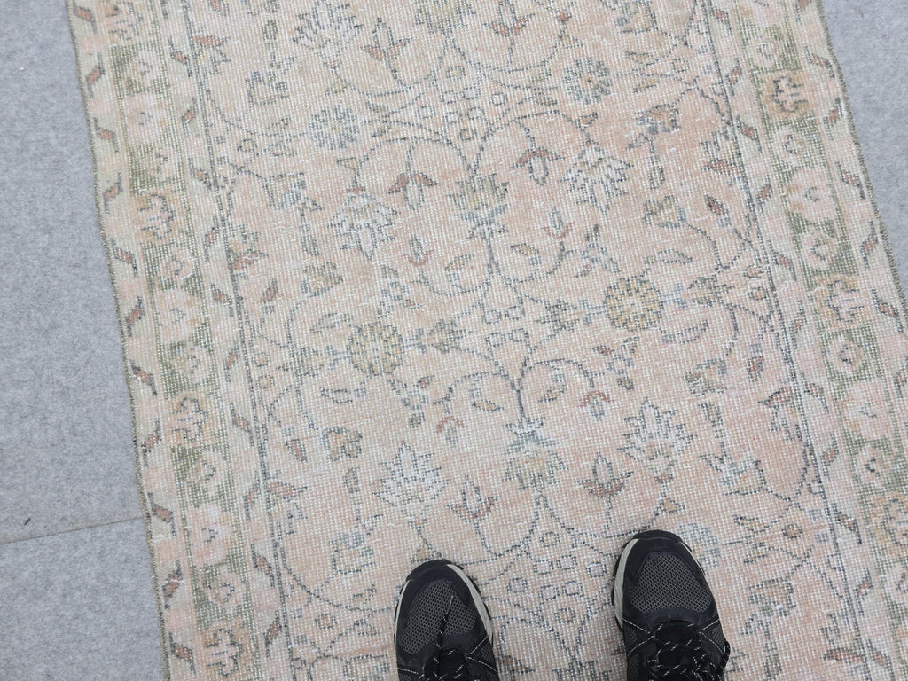3x11 Vintage Oushak Runner Rug – Handmade Wool, Faded Turkish Style