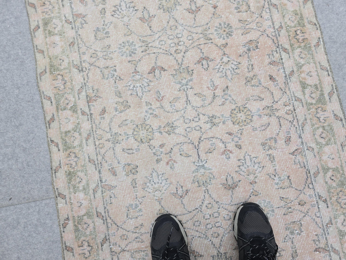 3x11 Vintage Oushak Runner Rug – Handmade Wool, Faded Turkish Style
