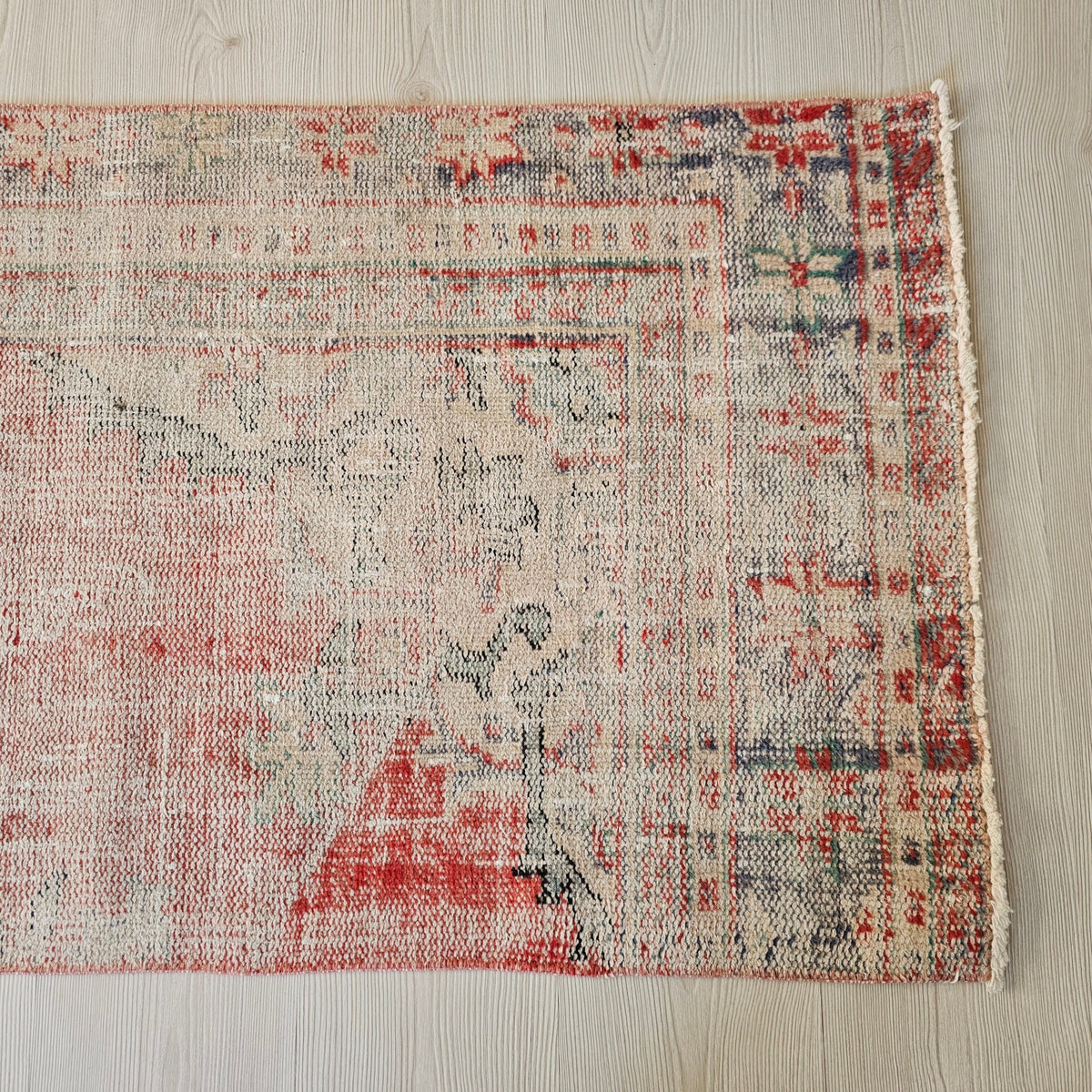 2x9 Vintage Turkish Runner Rug: Muted pastel Color Handwoven Wool Oushak Runner, 9 feet Faded Hallway Rug