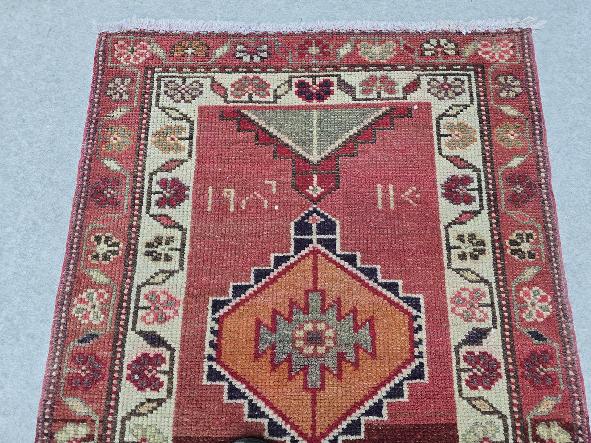 3x14 Vintage Wool Runner Rug for Kitchen and Long Hallway - hand Knotted Turkish Runner Rug - Muted Pastel Color Oushak Runner for Stairs