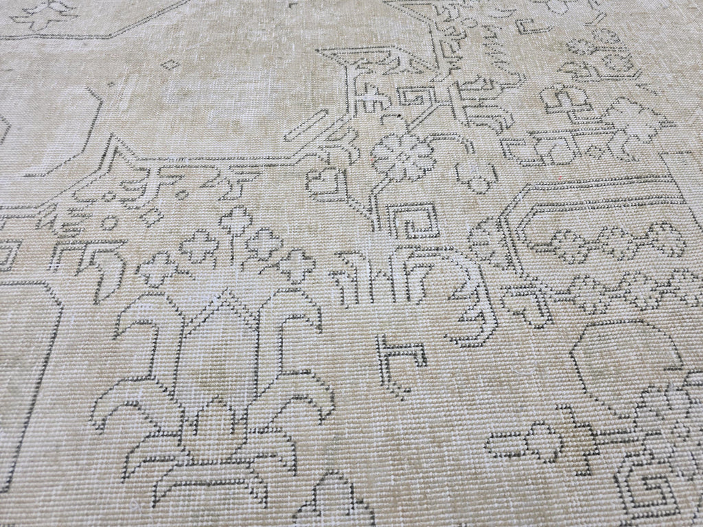Oversized Neutral Oushak Rug: Vintage Turkish Wool Carpet (9.30x12.50 feet)