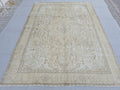 9x12 Beige Turkish Oushak Rug: Handwoven Vintage Wool Carpet