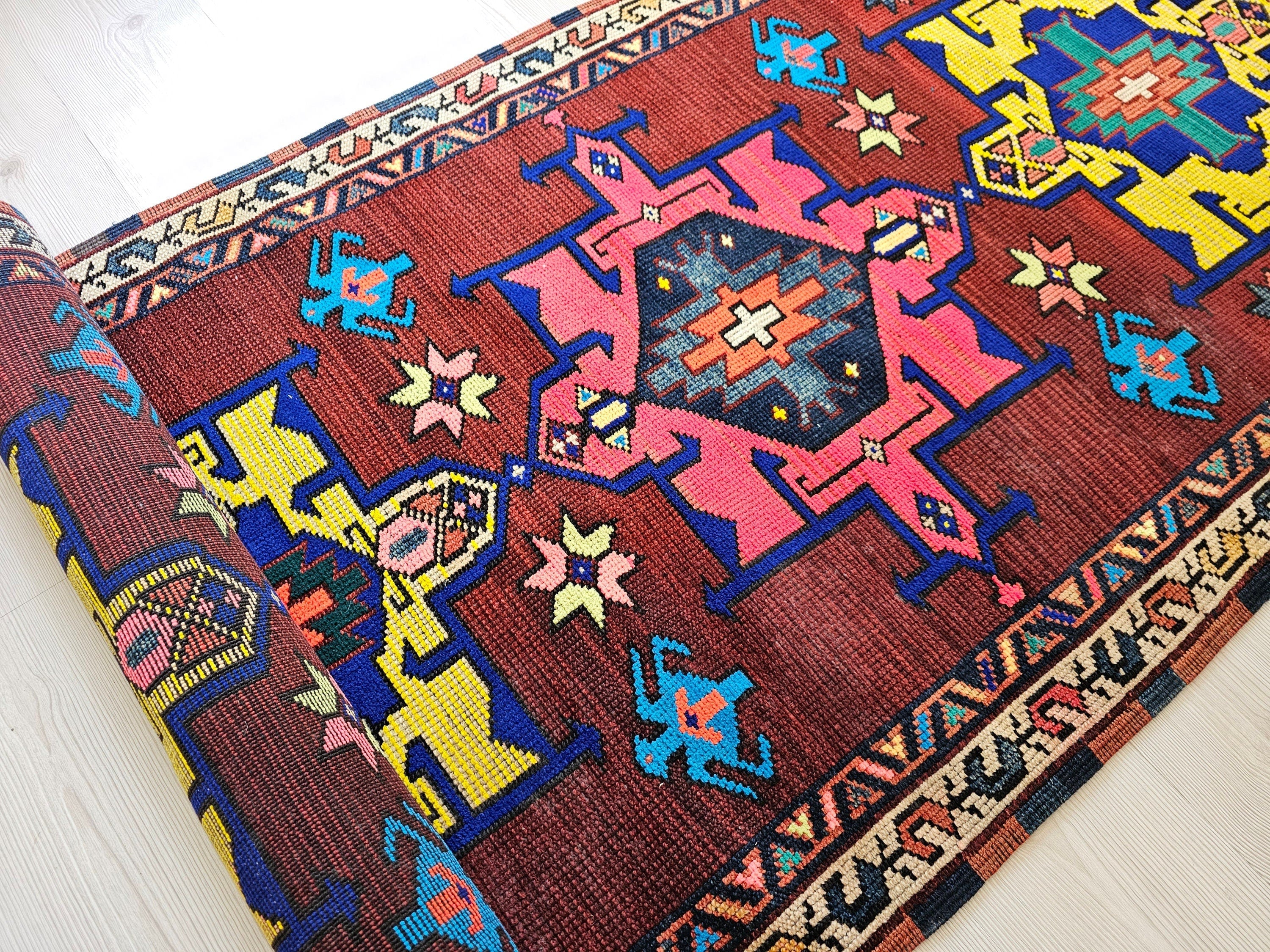 3x10 Wool Vintage  Turkish Runner Rug // 3,28x10 feet