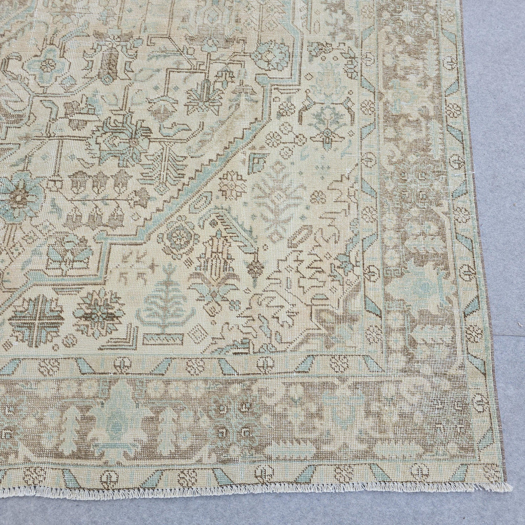 9x12 Turkish Rug: Pink Brown Boho Wool Oushak Area Rug