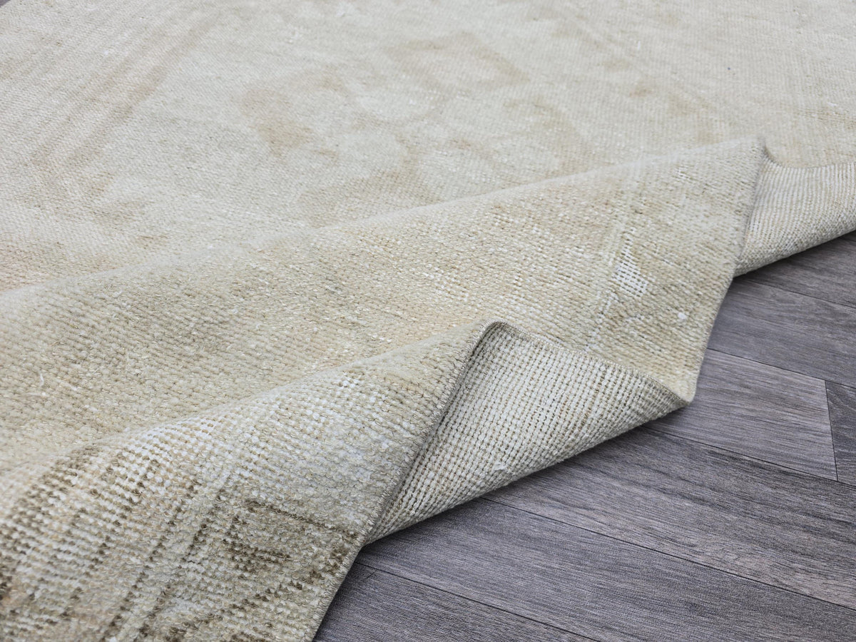 Vintage Oushak Wool Runner Rug: Distressed Turkish Hallway Carpet (3.9x14.25 ft)