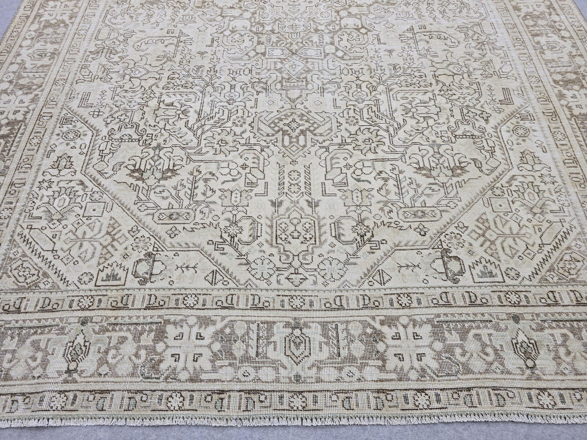 8x11 ft Vintage Turkish Oushak Rug: Hand-Knotted Wool & Cotton Area Carpet