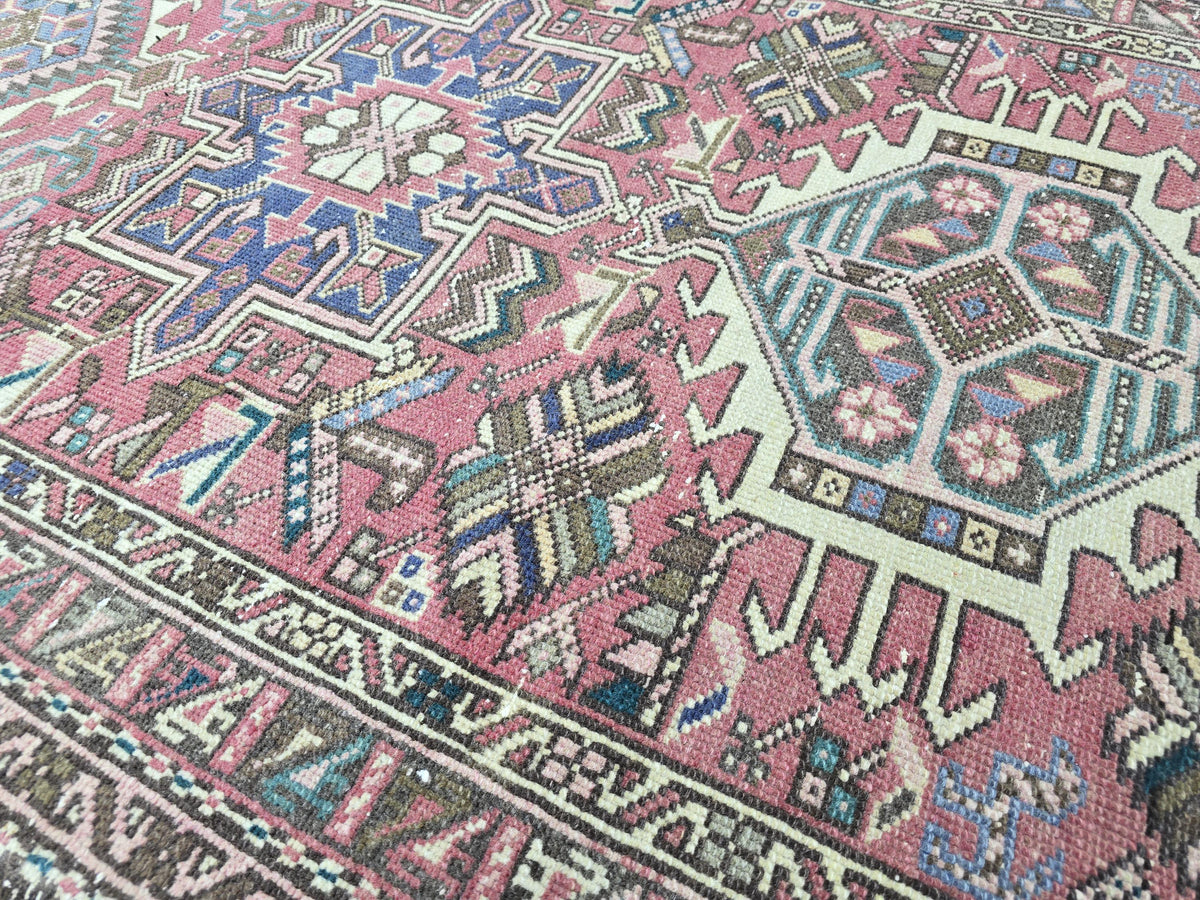 Vintage Oushak Wool Runner Rug: Hand-Knotted Turkish Hallway Carpet (3.85x12.10 ft)