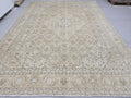 9x12 Oushak Rug | Muted Sand Beige Neutral Vintage Turkish Carpet | Hand Knotted Wool Area Rug for Living Room