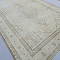Vintage Rug 9x12 | Large Medallion Area Rug | Hand Knotted Neutral Anatolian Style Living Room