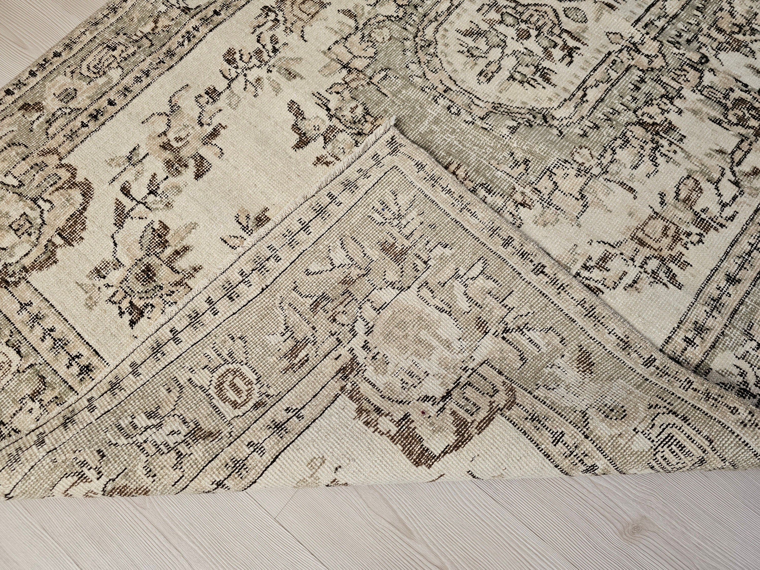 4x8 Oushak Rug: 4.5x8.25 ft, Vintage Turkish Rug - Hand Knotted Oriental Small Area Rug for Office and Under bed