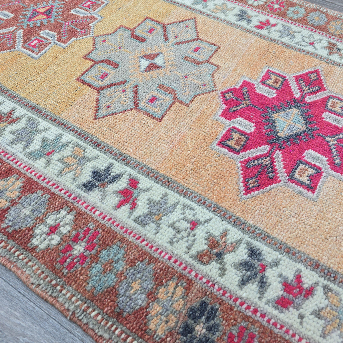2.80x13.40 feet Colorful Vintage Wool Runner Rug - Herki Runner Traditional