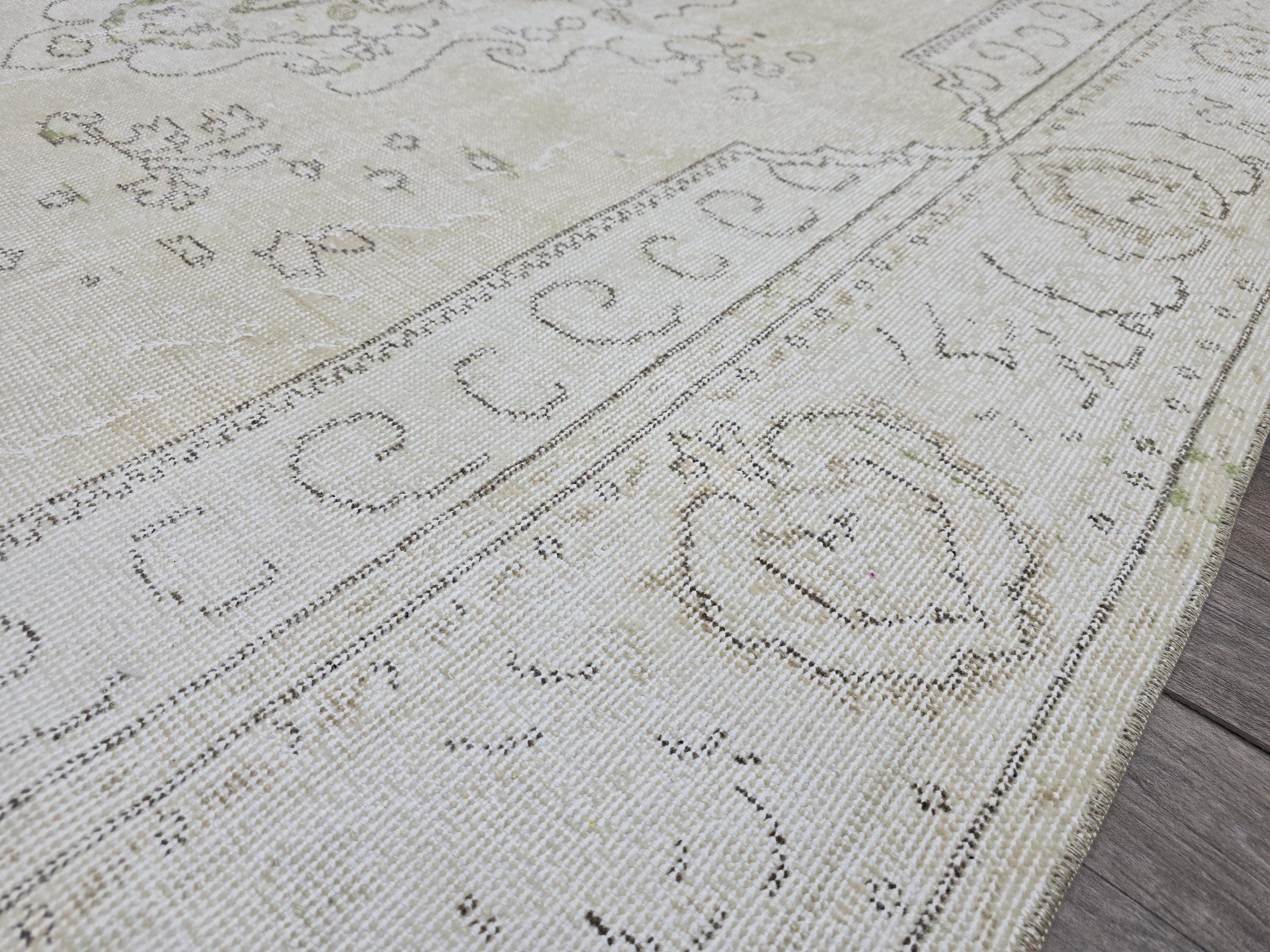 Vintage Oushak Rug 6x10: Handknotted Wool Turkish Carpet