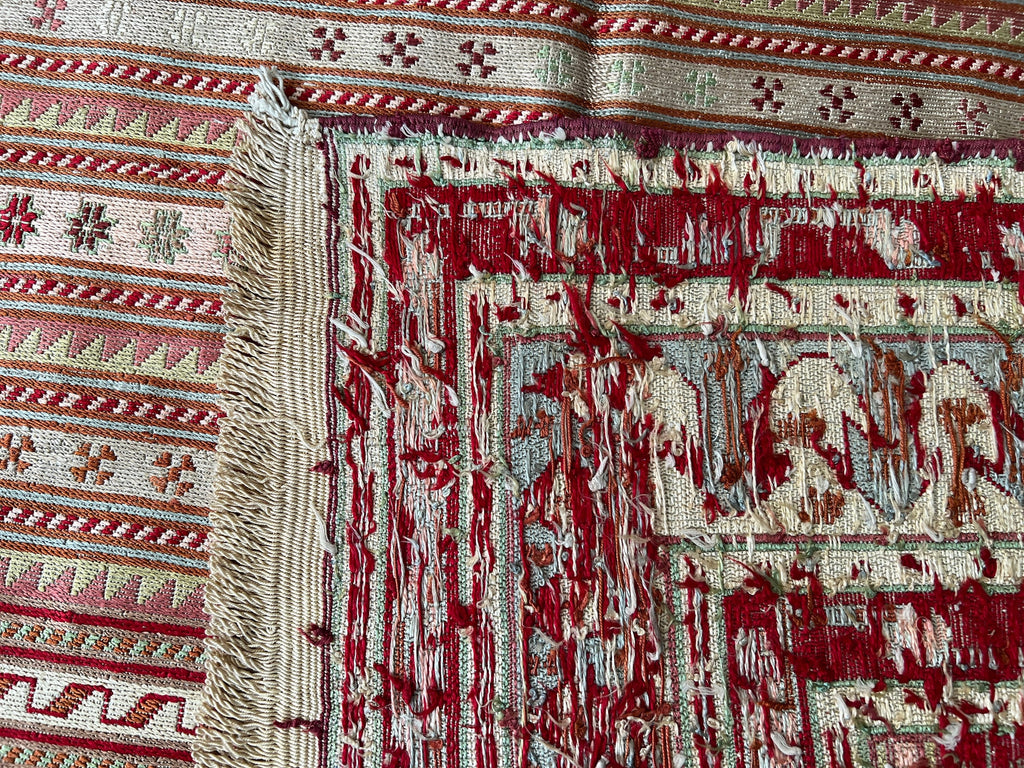 6x9 Vintage Soumak Kilim Rug: Hand-Knotted Wool Striped Rug
