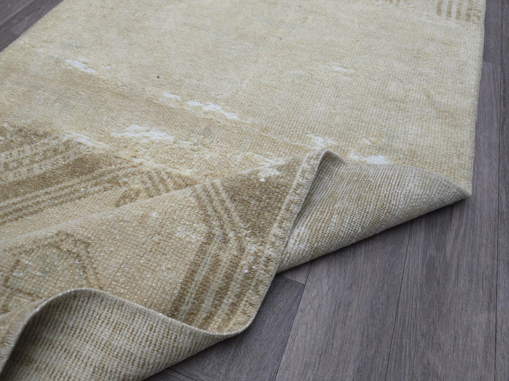 Hand Knotted Wool Runner: 3x7 Vintage Turkish Oushak Hallway Rug