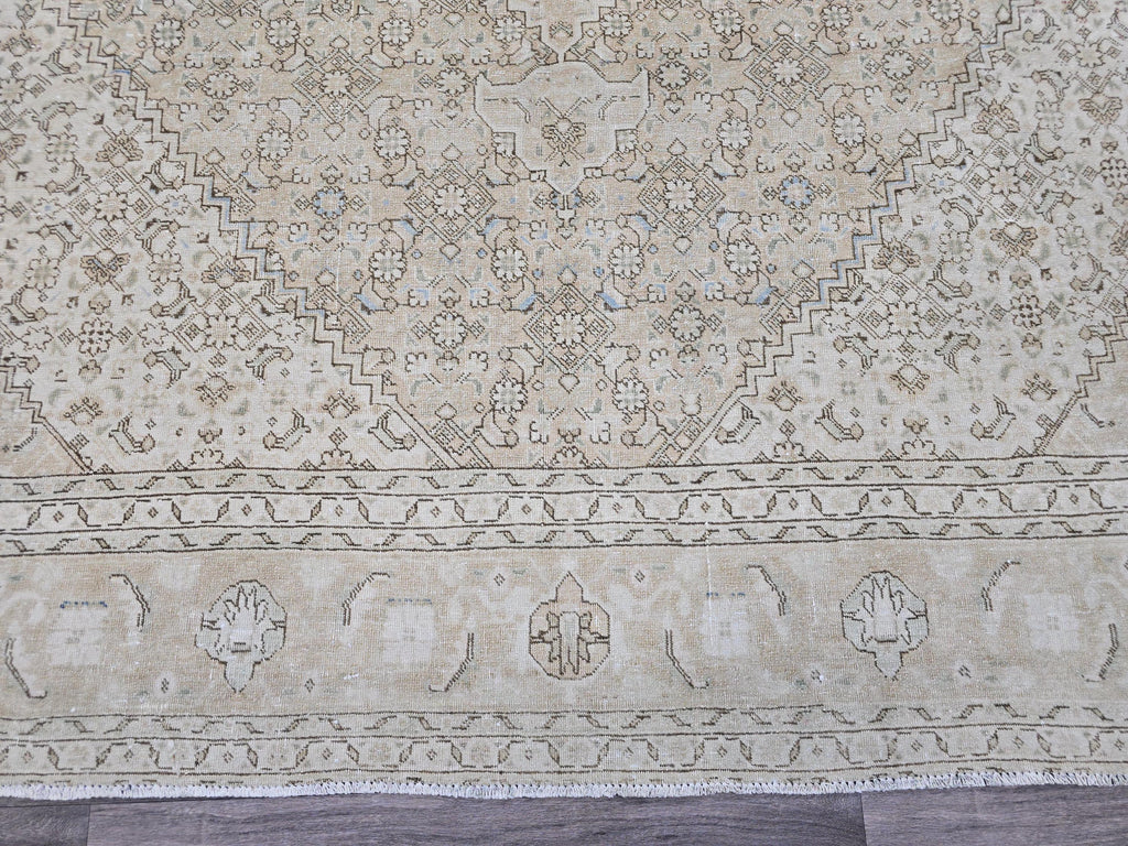 Oversized Muted Oushak Rug 9x12: Vintage Turkish Wool Carpet