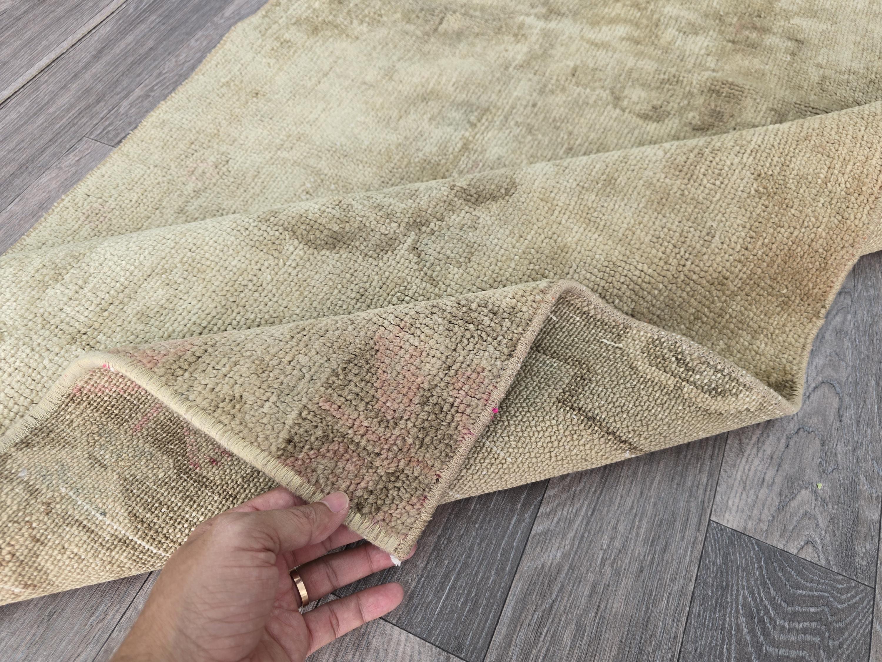 Vintage Turkish Oushak Runner Rug, 2.6' x 6.7', Neutral Tones