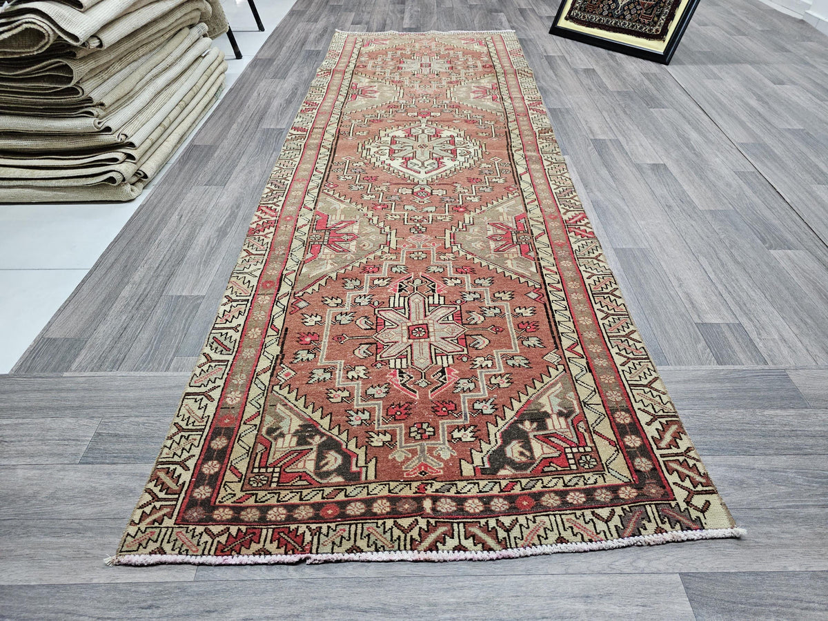 Vintage Oushak Runner 3.15x9.55 ft Handwoven Rug - High Quality Wool Runner rug for Kitchen and Hallway - Rustic Decor Runner