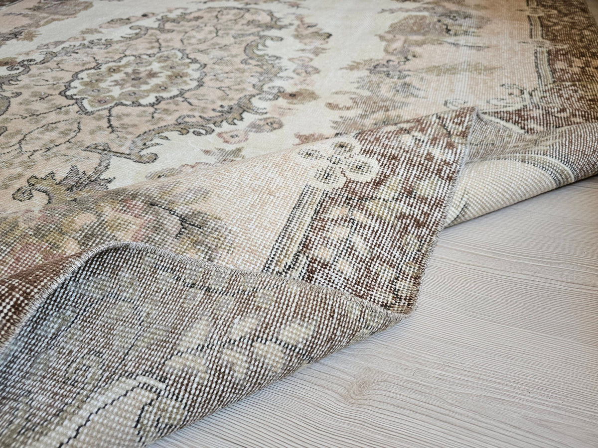 Vintage Turkish Oushak Rug: Hand-Knotted Wool Area Rug (6.55x10.25 ft)
