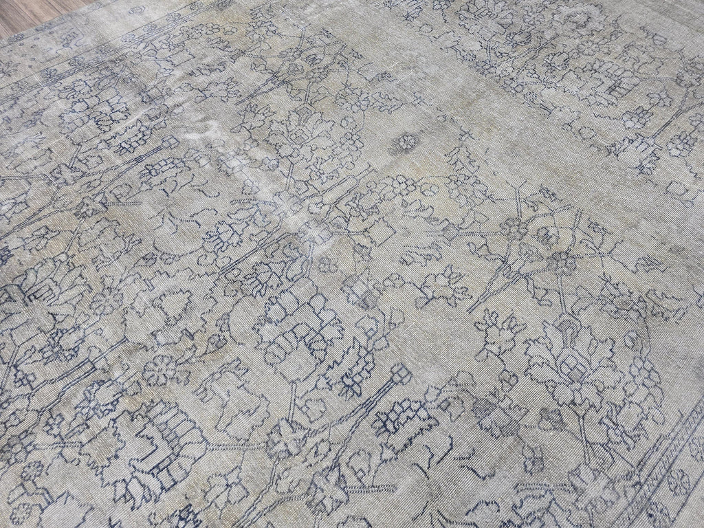 9x12 Overdyed Turkish Rug Beige Gray Vintage Area Rug Handmade Wool Carpet for Living Room Bedroom