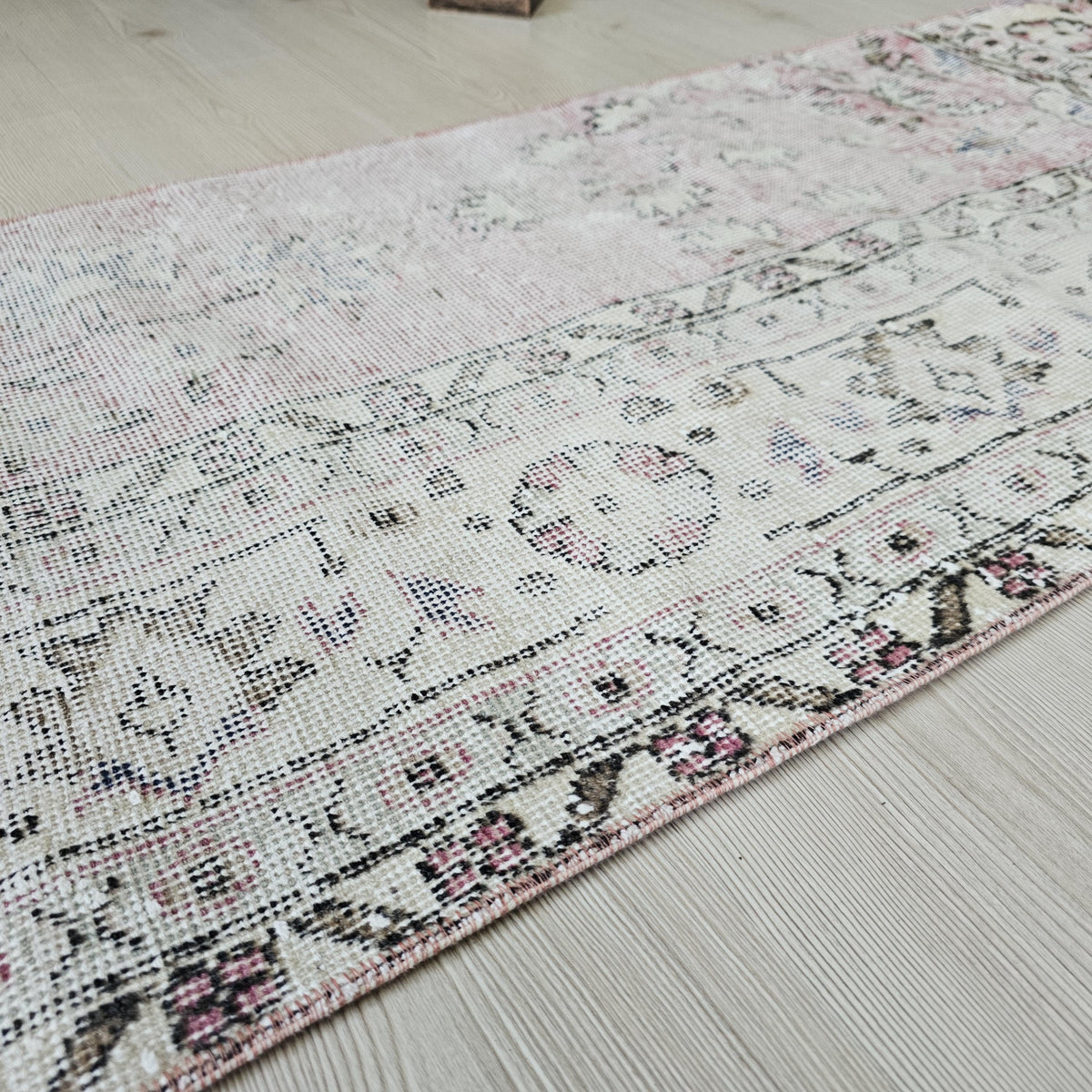 Vintage Turkish Runner Rug: Hand-Knotted Wool Boho Hallway Rug (2x9 Feet)