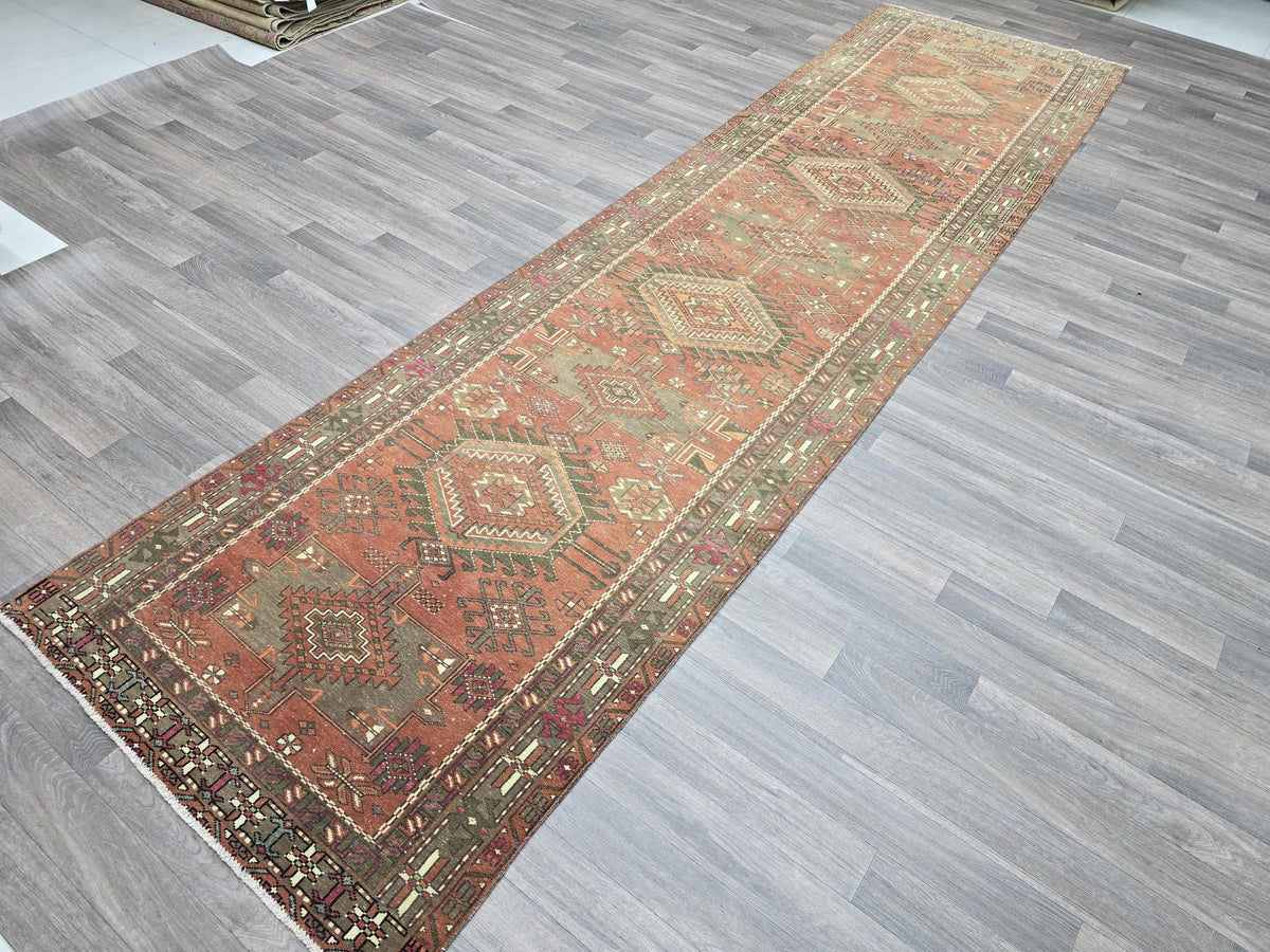 Vintage Turkish Runner Rug: Handknotted Anatolian Tribal Carpet
