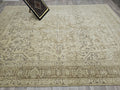 9x12 Handmade Turkish Rug : Neutral Geometric Vintage Area Carpet