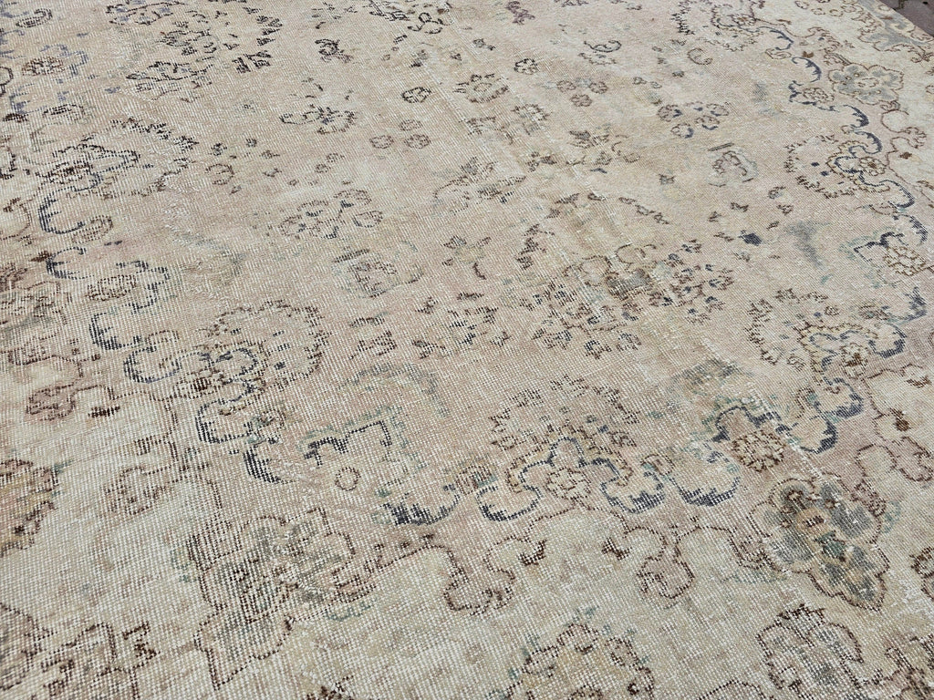 Vintage Oushak Rug 7x10: Handmade Turkish Wool Area Rug