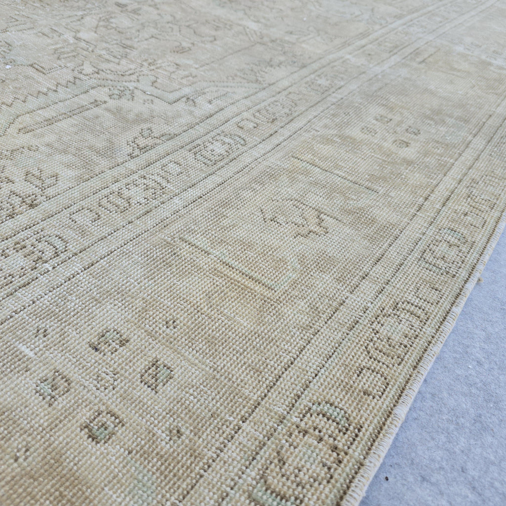 Classic Muted Vintage Area Rug/ Handmade Wool Oushak rug Beige Brown, Tan