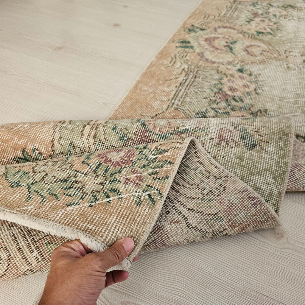 Vintage Turkish Runner Rug: Distressed Wool Aisle Rug (1'9" x 8'6")