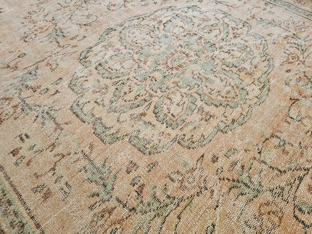 6x9 Vintage Turkish Oushak Area Rug, Rust and Green //5.74x9.20