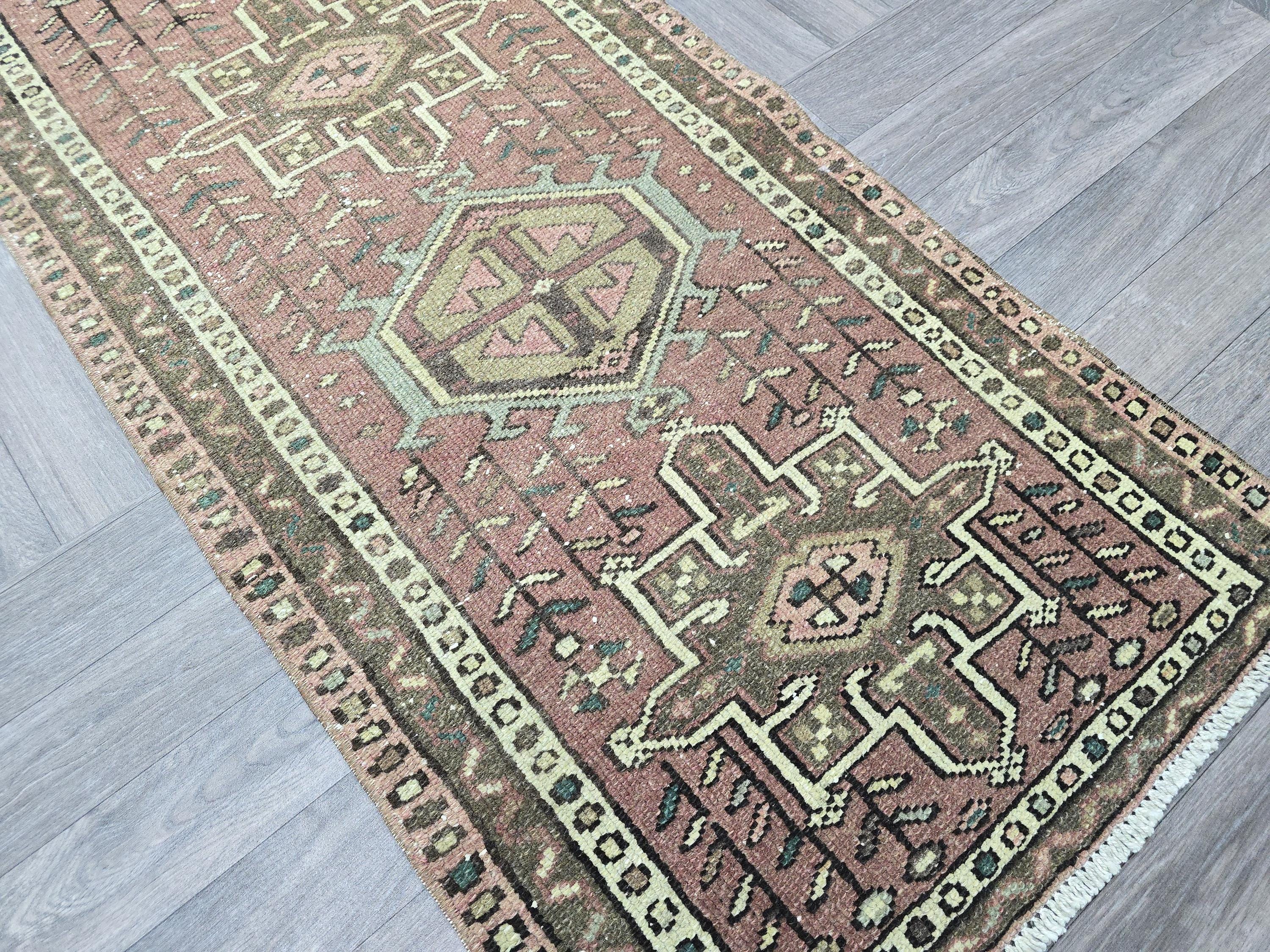 Narrow and Long Classic Vintage Runner/ 2.40x13.60 feet / Handmade Geometric Oriental Turkish Runner Rug