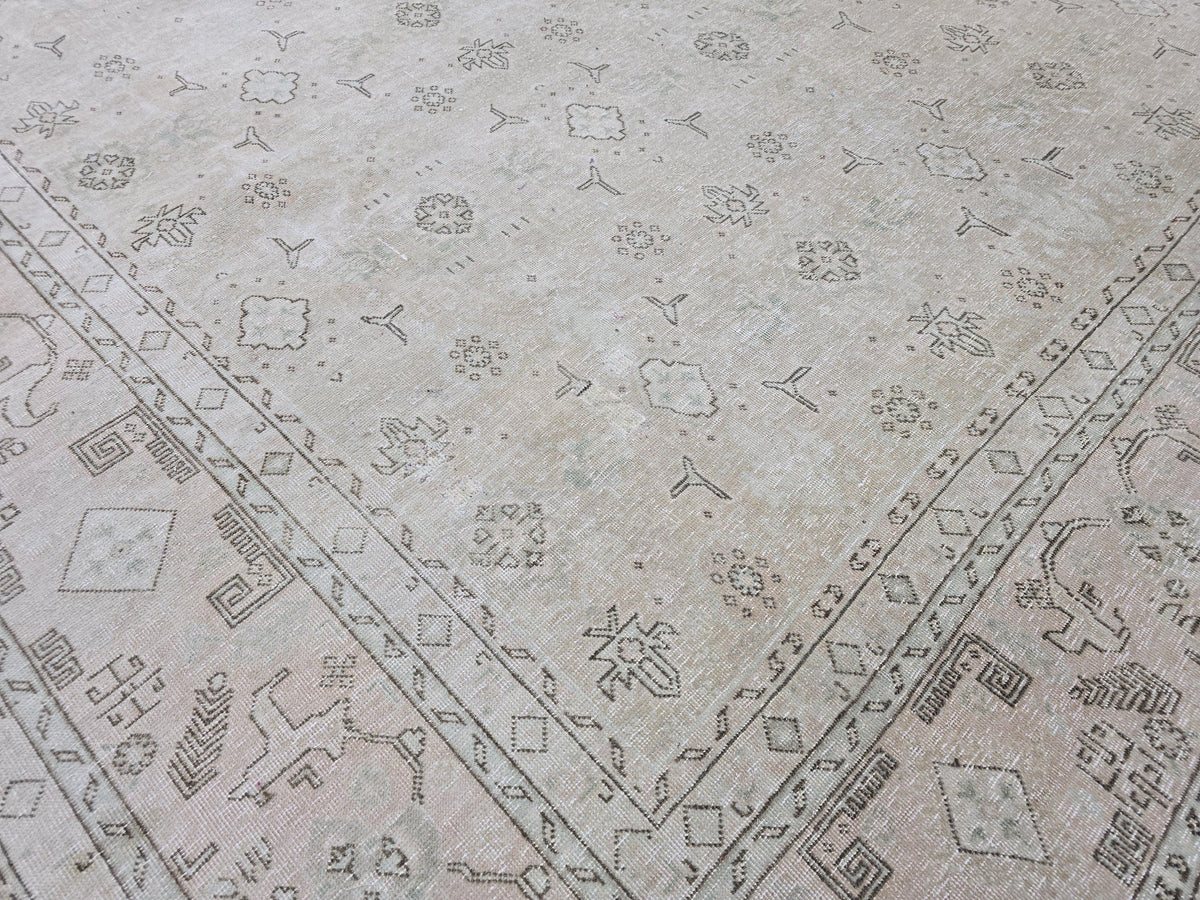 9x12 Antique Turkish Area Rug - Handmade Wool Oushak Rug /9.40x12.60 feet