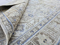 Oushak Rug 8x11, Vintage Turkish Rug, Blue Beige Area Rug, Hand Knotted Wool Rug, Faded Living Room Rug, Boho Neutral Carpet