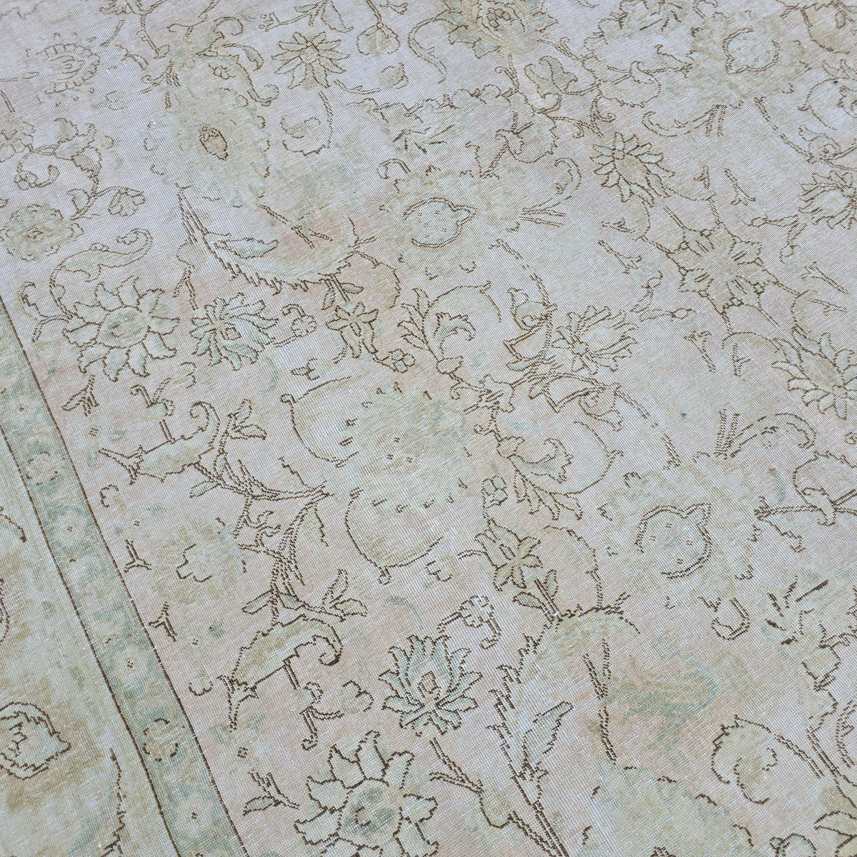 9x12 Handmade Oushak Area Rug for Livingroom and Bedroom / Oversize Turkish Rug/ Authentic Carpet Beige Pink Floral