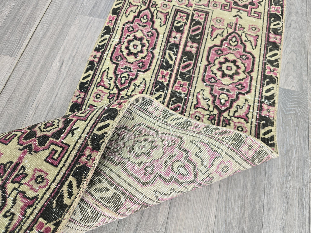 2x5 Short Vintage Anatolian Wool Runner Rug: Hand knotted Tribal Runner rug (2x5 ft)