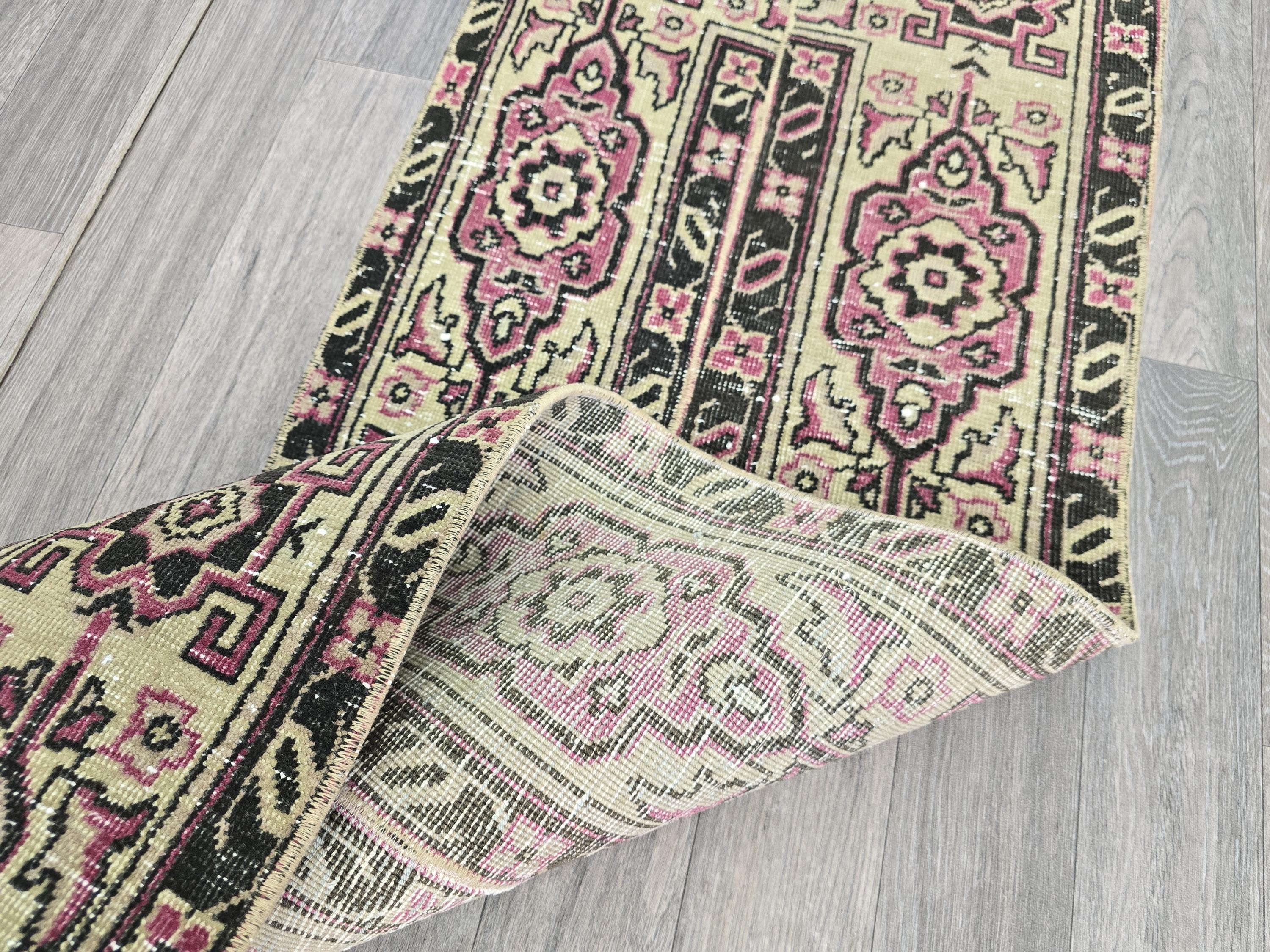 2x5 Short Vintage Anatolian Wool Runner Rug: Hand knotted Tribal Runner rug (2x5 ft)