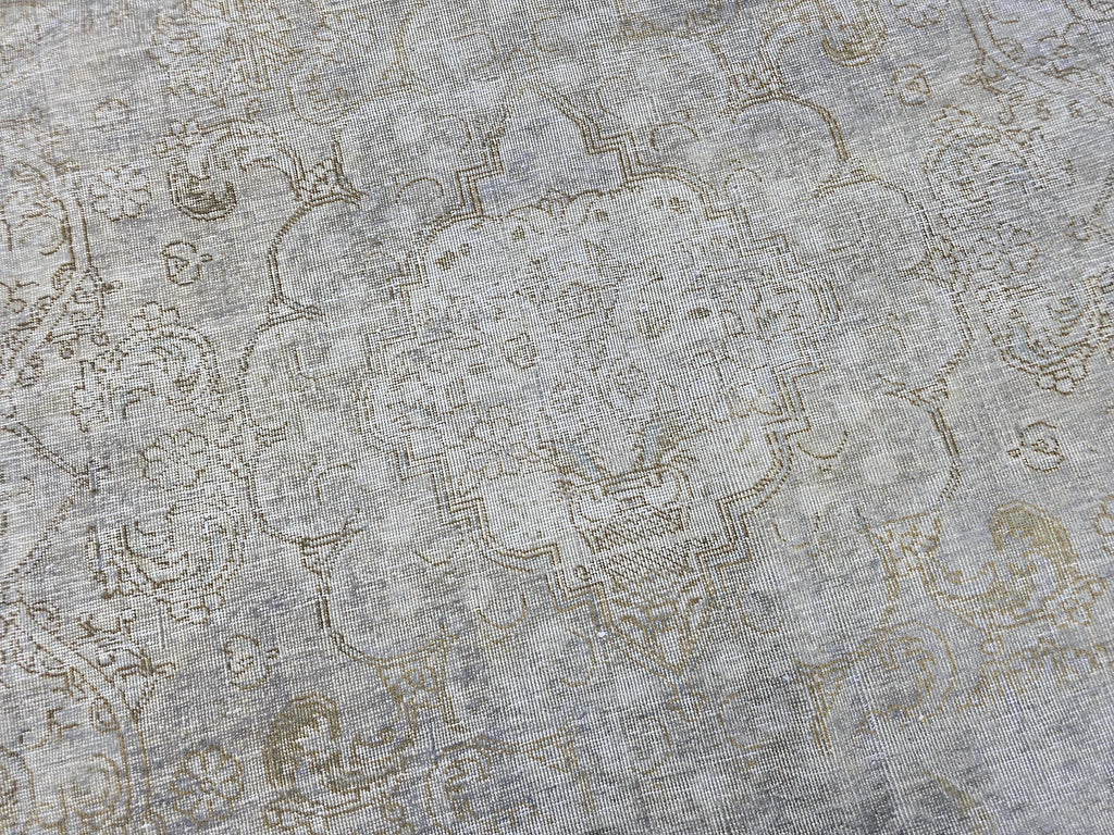 10x13 Vintage Handwoven Oushak Rug , Faded Neutral Turkish Area Rug, Muted Blue Gray Wool Carpet, Distressed Antique Style Rug