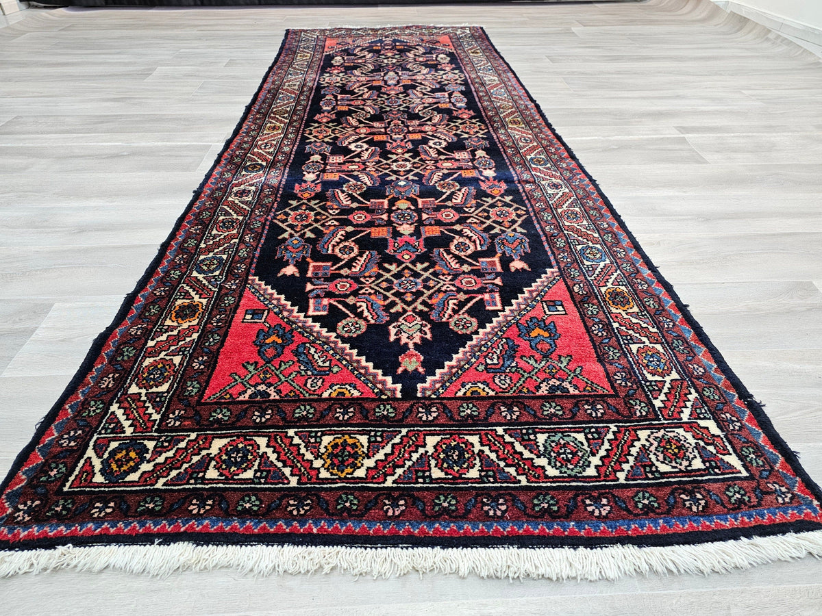 4x10 Vintage Runner Rug: Hand-Knotted wool Oushak Runner, 3.60x10.25 ft