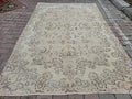 Vintage Oushak Rug 7x10: Handmade Turkish Wool Area Rug