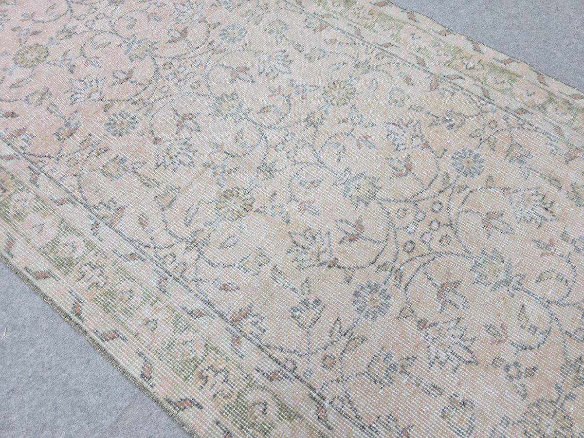 3x11 Vintage Oushak Runner Rug – Handmade Wool, Faded Turkish Style