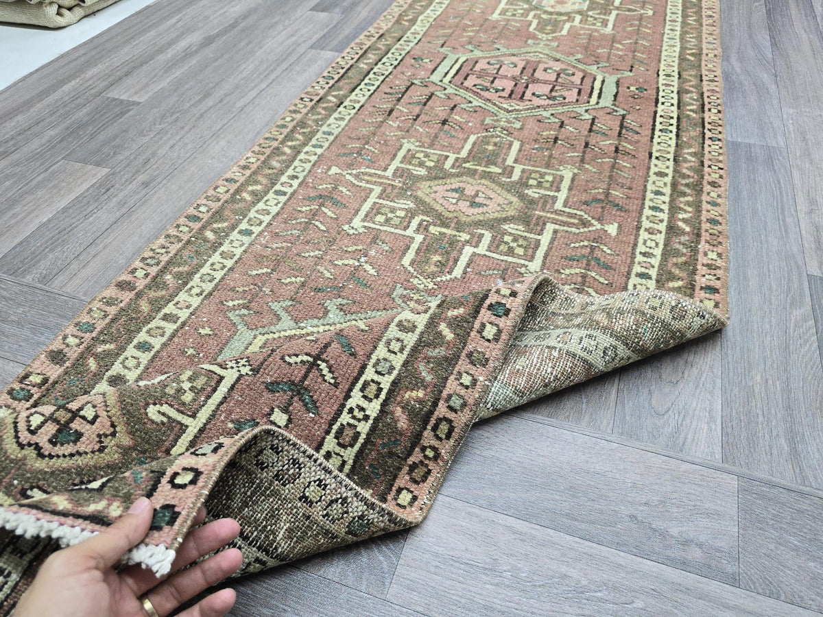 Narrow and Long Classic Vintage Runner/ 2.40x13.60 feet / Handmade Geometric Oriental Turkish Runner Rug